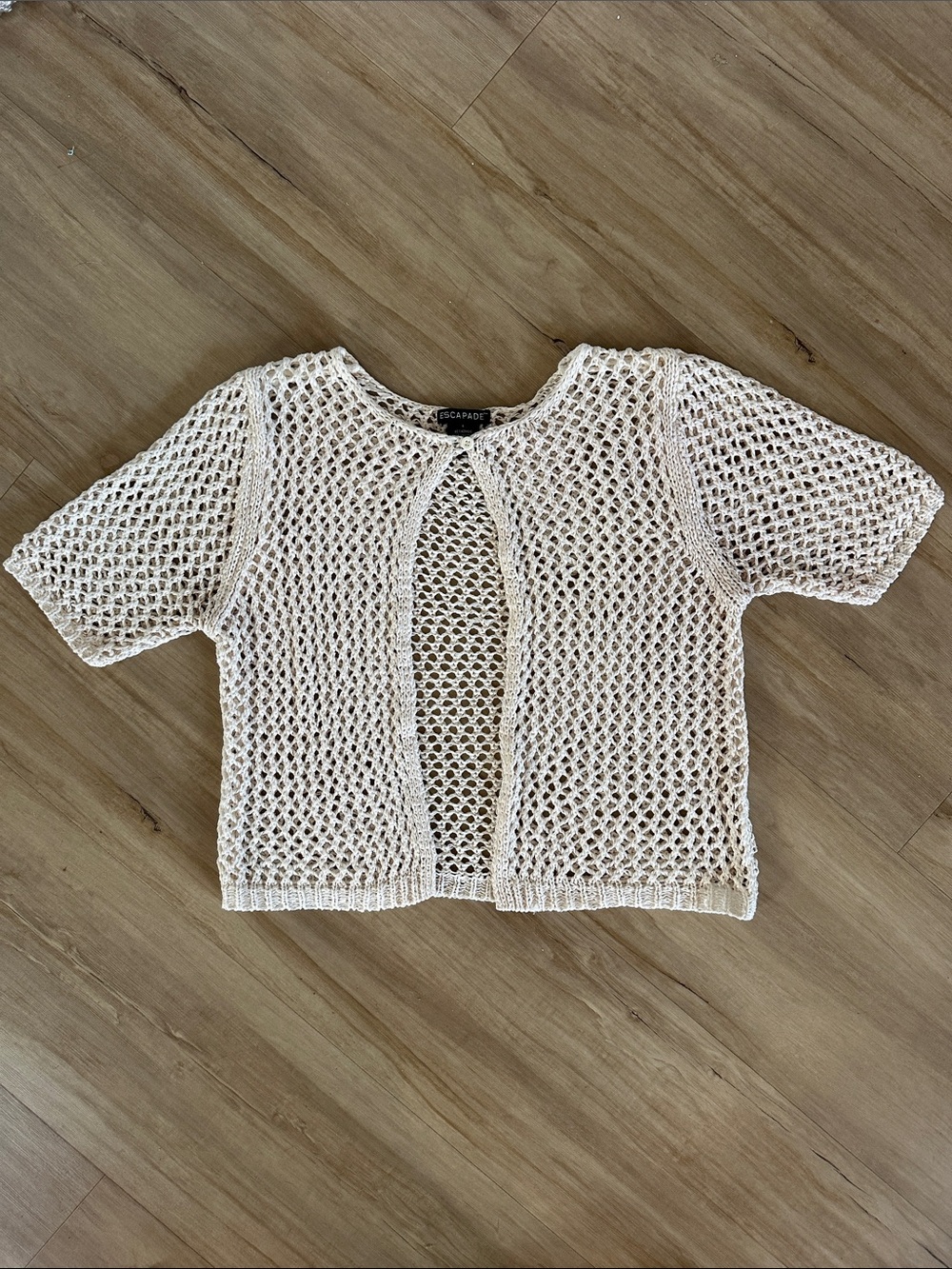 Escapade Open Knit Crochet Top in Cream